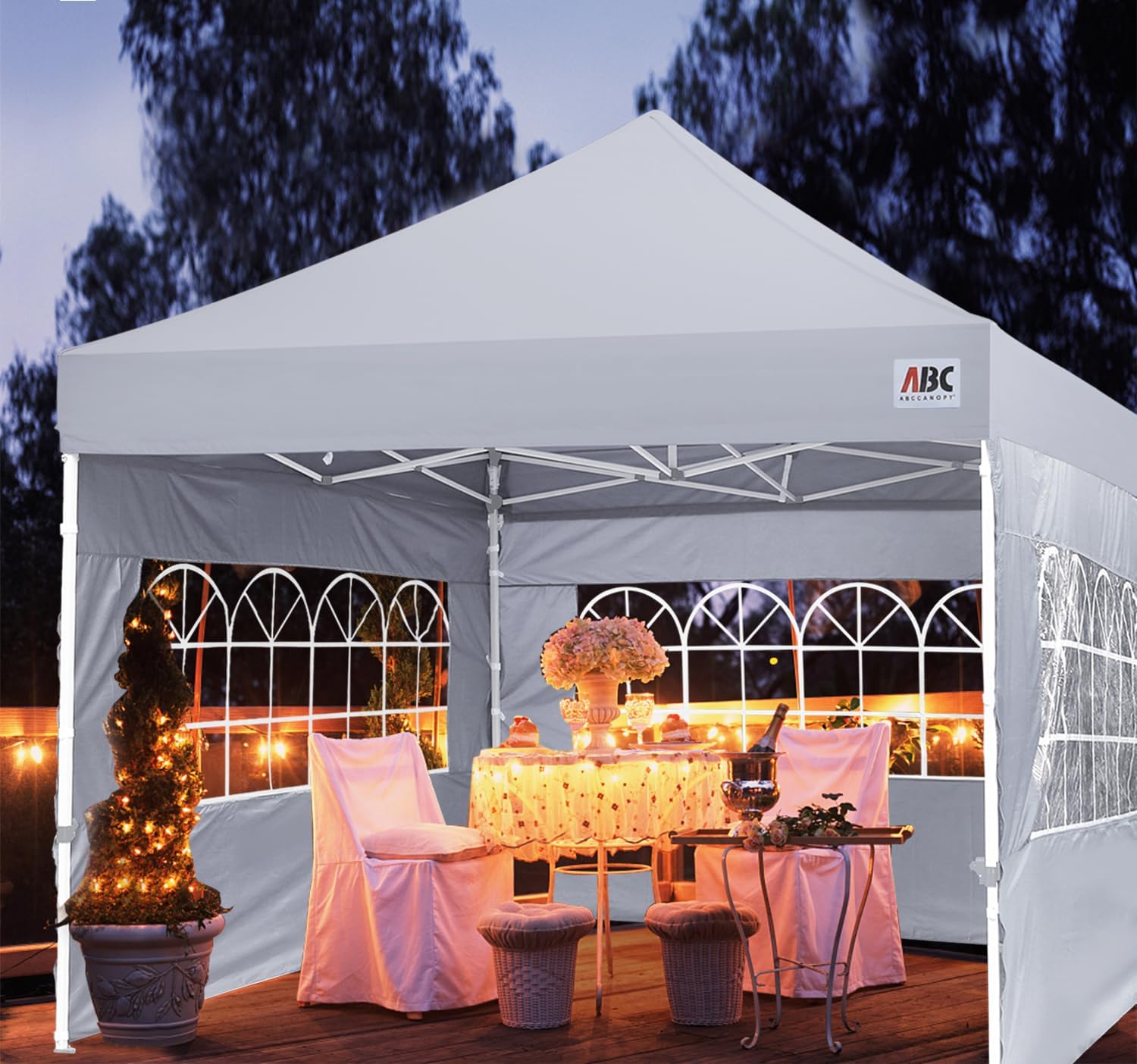 ABCCANOPY Outdoor Winter Gazebo 10x10, Premium Instant Pop Up Canopy Tent with Elegant Church Window,Snow and Rain Protection, Bonus Wheeled Bag,Grey