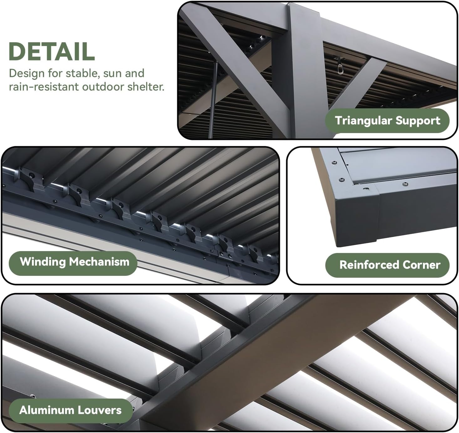 MELLCOM Louvered Pergola 10x10, Outdoor Shade Structure with 6' Aluminum Posts, Modern Aluminum Pergola with Adjustable Roof, Hardtop Gazebo Carport for Patio