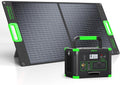 500W Portable Power Station with 100W Foldable Solar Panel, 519Wh Outdoor Solar Generator Backup Battery Pack with 2 110V AC Outlets, for RV, Van, Camping, Climbing, Road Trip & Home Emergency Use