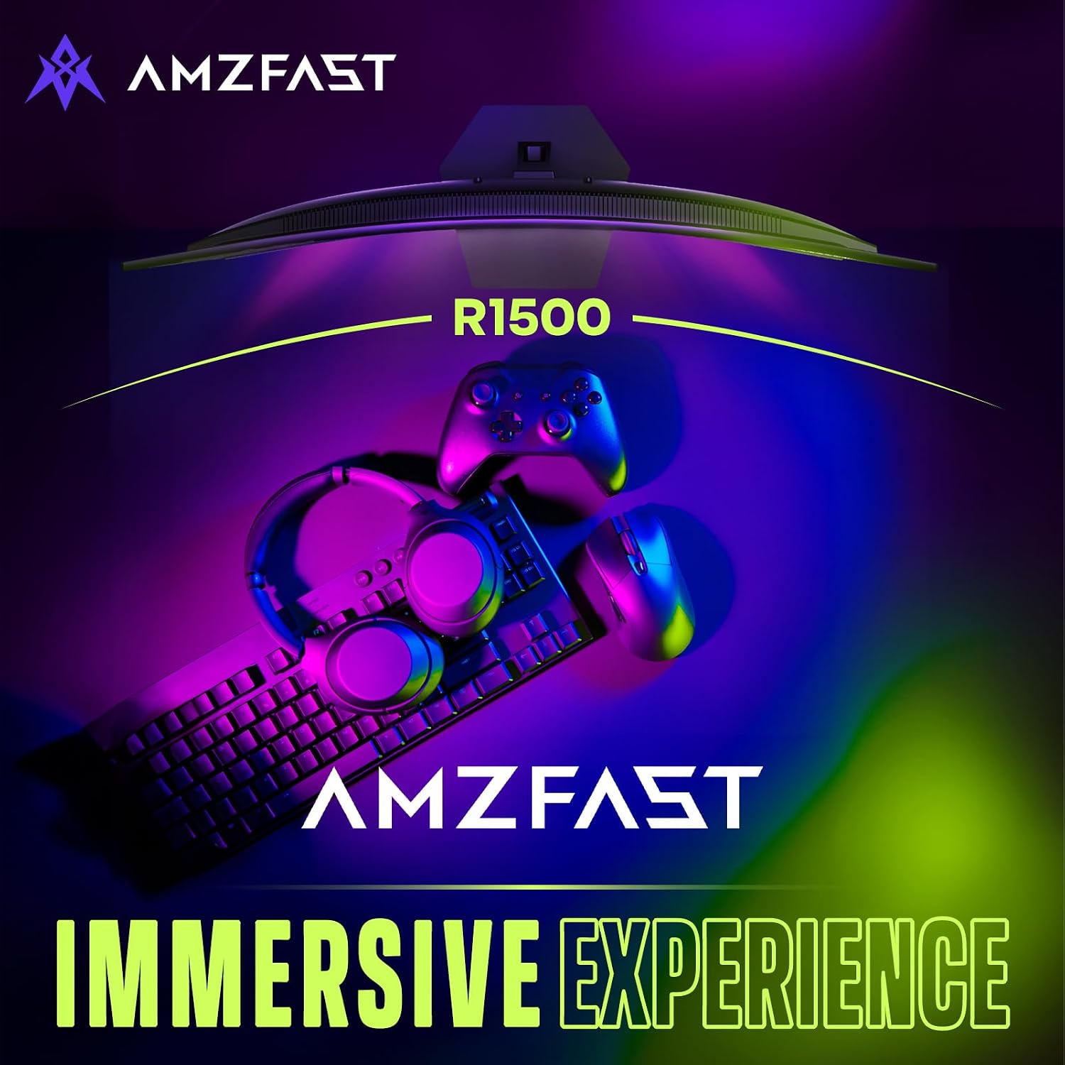 Amzfast 27 inch 240Hz Curved Monitor, FHD 1080p Gaming Monitor, Built-in Speakers, FreeSync, MPRT 1ms, 130% sRGB, 4000:1, 1500R, VESA Mount, HDMI 2.0&DP 1.4, 12 Months Warranty Exchange