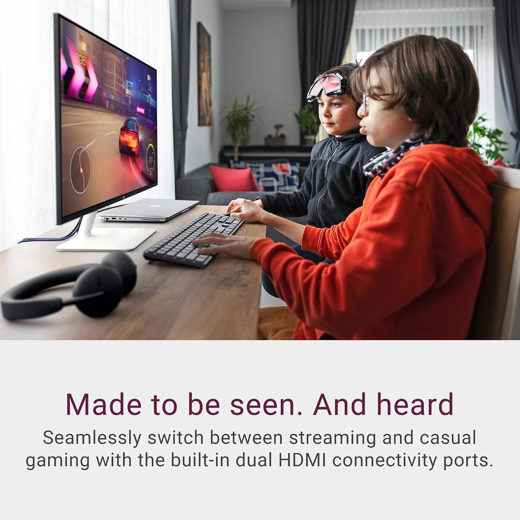 Dell S24 inch Monitor, LED FHD - 100Hz Refresh Rate 15001 Contrast Ratio, AMD FreeSync - VESA, Integrated 2x5W Speaker, HeightTiltSwivelPivot, 2 x HDMI, White