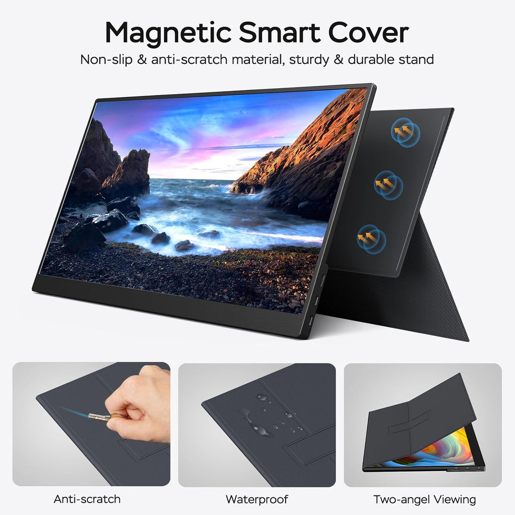 Yxk 17.3' Portable Monitor 1080P 144Hz IPS HDR | Travel Display for PC/Mac/Phone/Console/Laptop | Smart Cover & Speakers