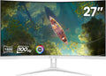 CRUA 27' Curved White Monitor, Full HD(1920x1080P) VA Panel 1800R 100HZ 120% sRGB Professional Computer Monitors, 3Sides Frameless, Flicker-Less,Blue Light Filter, for Office & Gaming (VGA, HDMI)