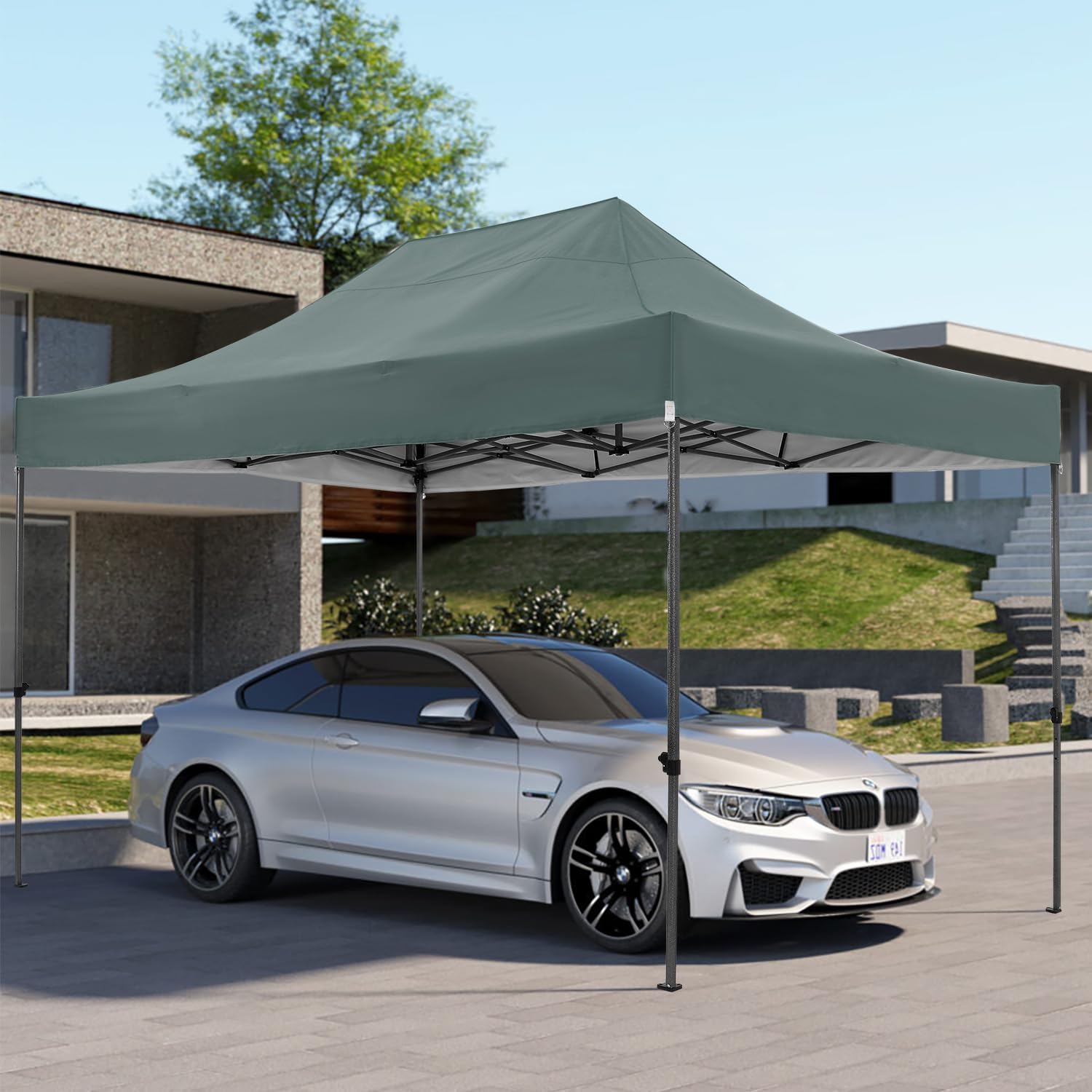 COBIZI 10x15 Pop Up Canopy Without Sidewall,Heavy Duty Canopy UPF 50+ All Season Wind Waterproof Commercial Outdoor Wedding Party Tents for Parties Gazebo with Carry Bag(10 x 15 ft Gray)
