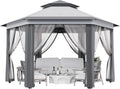 Pop Up Gazebo 13 * 13 Ft 6 Sided - Canopy Tent with Mosquito Net Adjustable Outdoor Gazebo for Backyard, Waterproof Patio Canopy for Parties BBQs