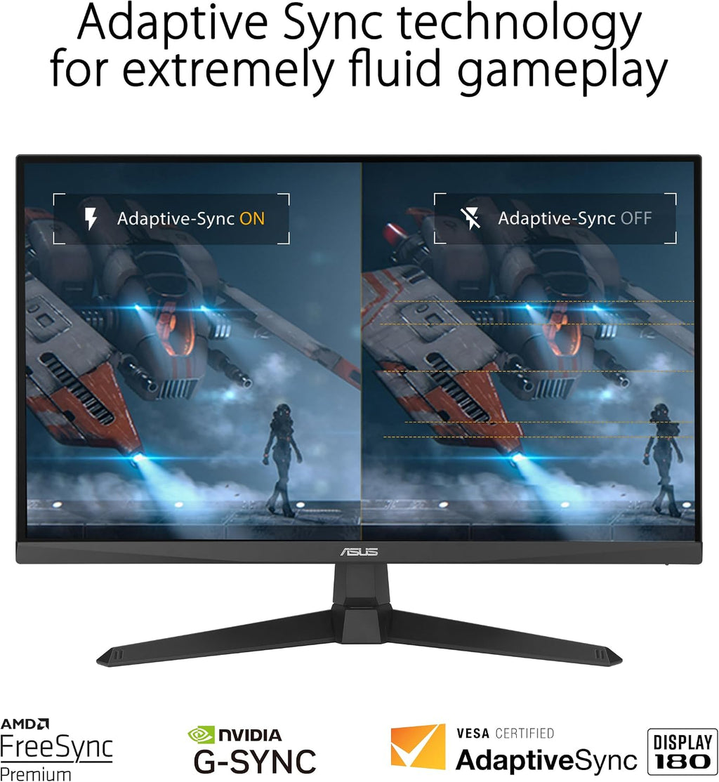 ASUS TUF Gaming 27' 1080P Monitor (VG279Q3A) – Full HD, 180Hz, 1ms, Fast IPS, Extreme Low Motion Blur Sync, FreeSync Premium, G-SYNC Compatible, Variable Overdrive, 99% sRGB, DisplayPort, HDMI