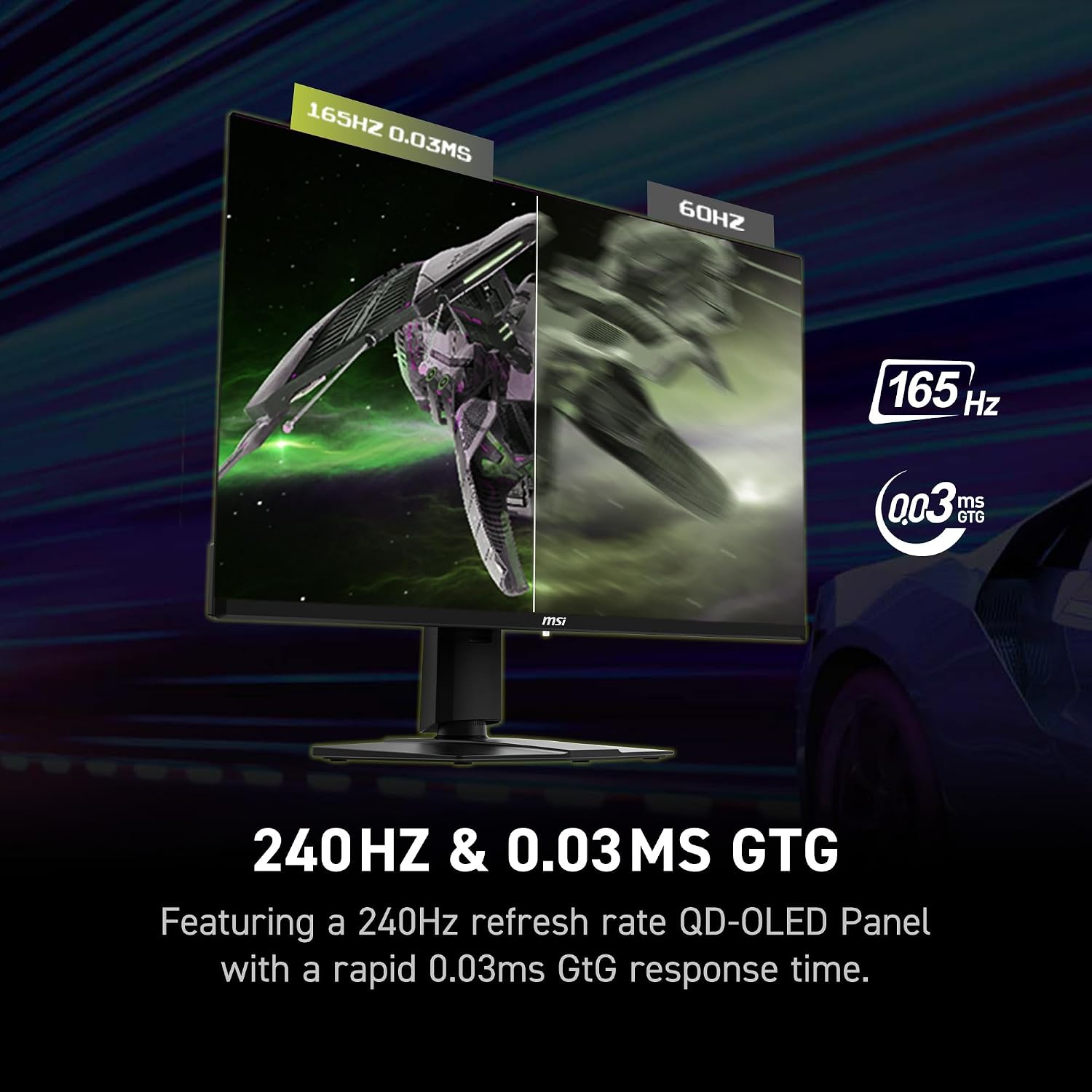 msi MAG 321UP QD-OLED 32-inch QD-OLED 3840 x 2160 (UHD) Computer Monitor, 165Hz, AMD FreeSync Premium Pro, HDMI 2.1, Display Port 1.4a, VESA Mountable, Tilt, Height Adjustable,0.03ms, Black