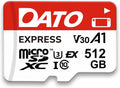 DATO Express 512GB microSDXCEX Memory Card PCIe Gen3x1 NVMe UHS-I C10 U3 V30 A1 4K8K UHD Up to 800/700 MB/s Compatible with Gen Gaming Consoles Switch 2 Action Cameras Drones 360° Cameras
