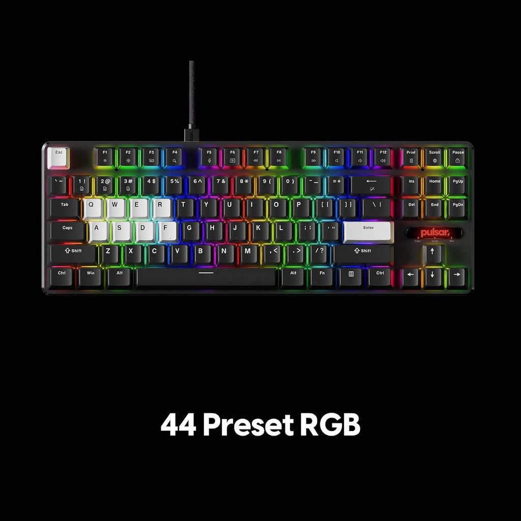 Pulsar PCMK 2 HE TKL Hall Effect Magnetic Gaming Keyboard, Rapid Trigger, Adjustable Actuation Magnetic Switch, 8k Polling, Ultra-Low Latency, RGB Lighting, Hot-Swap, Double Shot PBT Keycaps (Black)