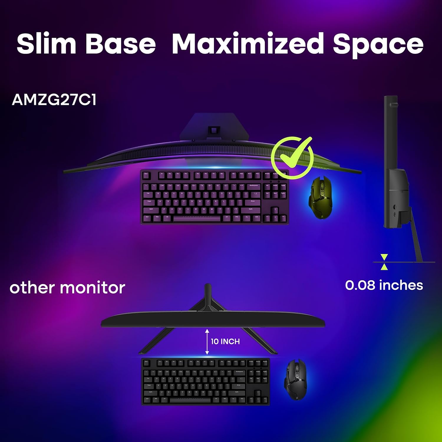 Amzfast 27 inch 200Hz Curved Gaming Monitor, FHD 1080p with Built-in Speakers, FreeSync, MPRT 1ms, 130% sRGB, 3000:1, 1500R, VESA Mount, HDMI 2.0&DP 1.4, 12 Months Warranty Exchange