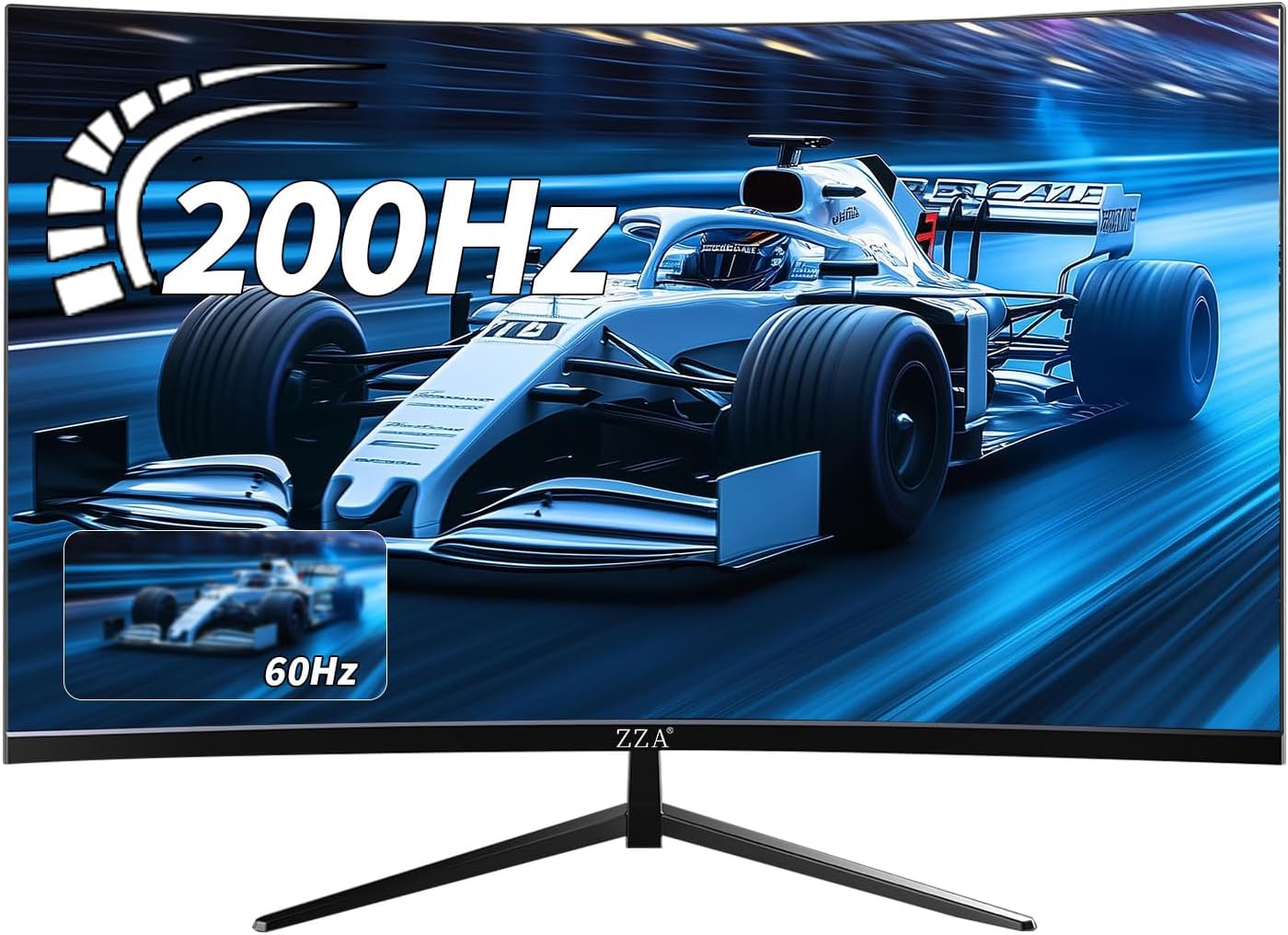 ZZA 27 Inch Gaming Monitor, 180Hz-200Hz Curved Monitor,VA PC Monitor,Full HD 1920x1080/180Hz Refresh Rate, 1ms Response, 100% sRGB, 1080p Resolution,FreeSync,VESA Mountable,DP 1.4 & HDMI 2.0 Ports