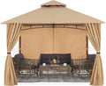 MASTERCANOPY Patio Gazebo Steel Frame Outdoor Gazebo with Windows Curtains (10x12,Beige)