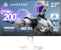 Amzfast 27 Inch 1440P 200Hz/180Hz White Gaming Monitor, MPRT 1ms 2K QHD, Fast IPS | HDR400 & TÜV Rheinland Eye Care & 12 Months Exchange, with HDMI & DP Cable