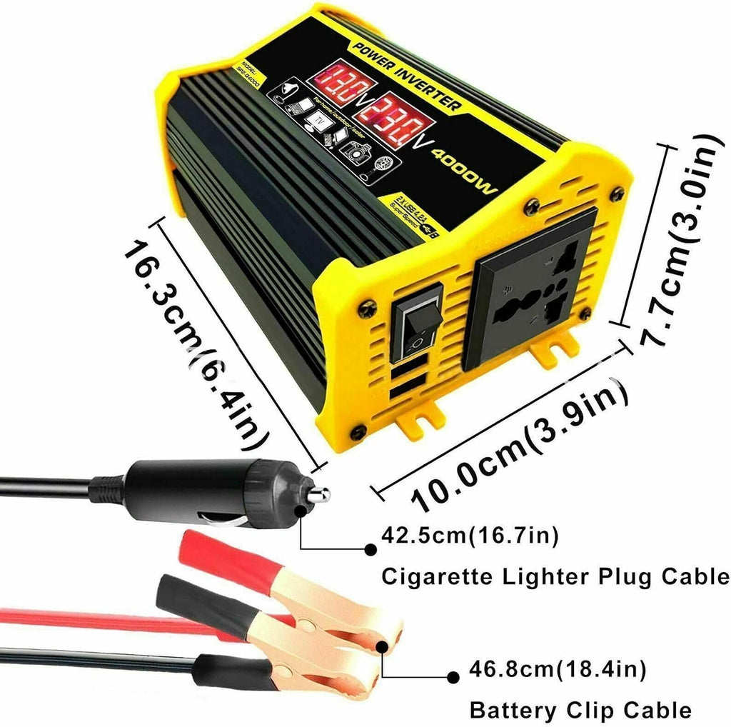4000W 12V to 110V/220V Solar System Combination Inverter Solar Panel Kit Solar Generator Home Grid System 30A Controller + 18w12v Solar Panel (Color : Yellow, Size : 12V-220V)
