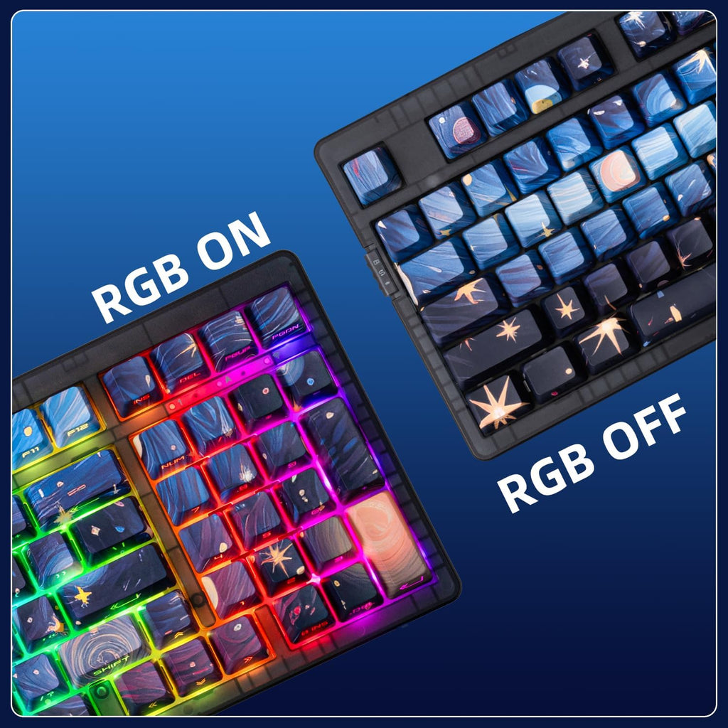 ZORNHER ZH980 Mechanical Keyboard,95% Blue Creamy Keyboard with Number Pad,Van Gogh's Starry Night Dye Sublimation PBT Keycaps,Pre-lubed Clicky Switches,Hot-Swappable