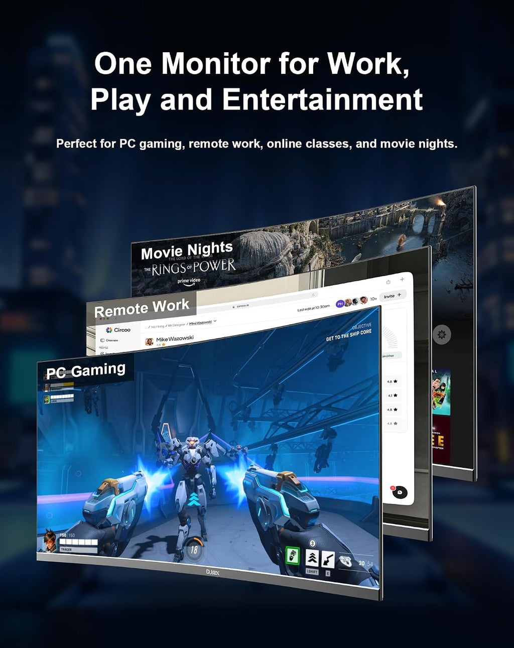 32 Inch Curved Gaming Monitor, QHD 2560x1440 2K Display, 165Hz Refresh Rate, 1500R Curved Screen, 3500:1 Contrast, HDMI and DisplayPort, 16:9 Large Monitor for PC, Console, Work and Entertainment