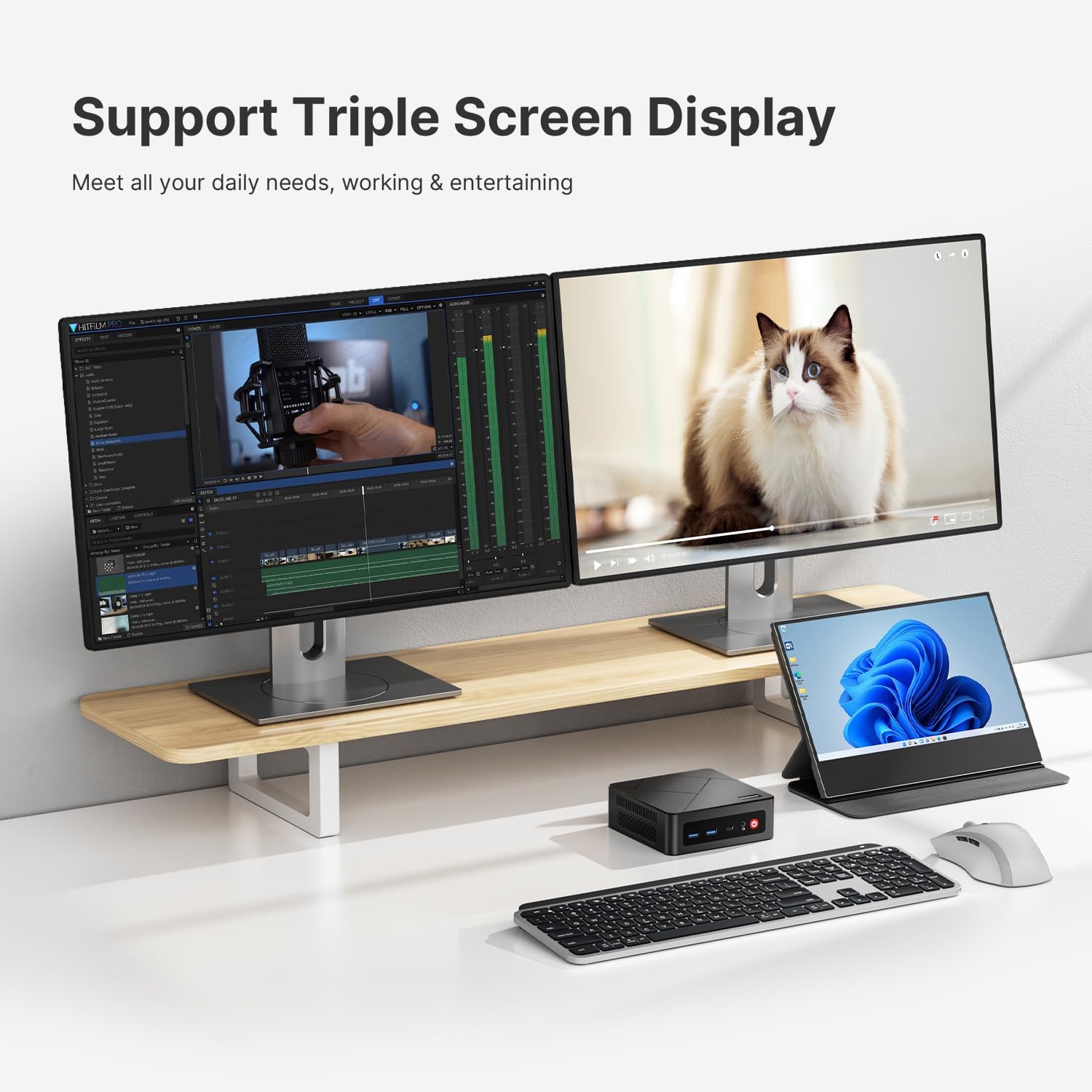 C4 Mini PC 11 Pro, Ryzen 5 3550H Mini Desktop Computer (Beat N150/N100/N95) Dual 1000Mbps NIC LAN, 8GB RAM 256GB SSD Micro PC, WiFi 5, BT 5.0, Triple Display, PC for Home Theater, Office