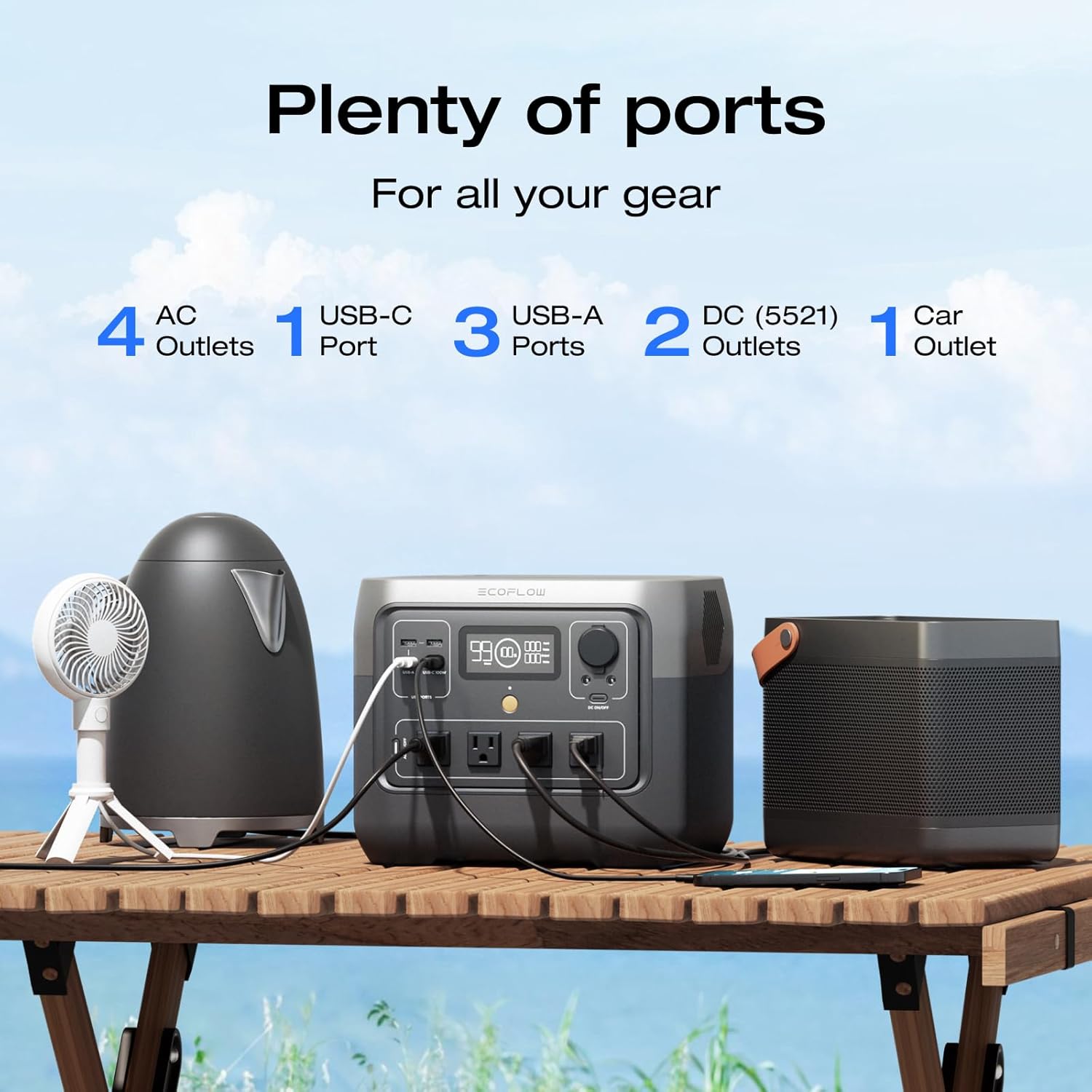 EF ECOFLOW Portable Power Station RIVER 2 Pro 700, 716Wh LiFePO4 Battery/70 Min Fast Charging, 4X800W (Up to 1600W) AC Outlets, X-Boost Solar Generator for Outdoor Camping,RVs,Emergency Backup