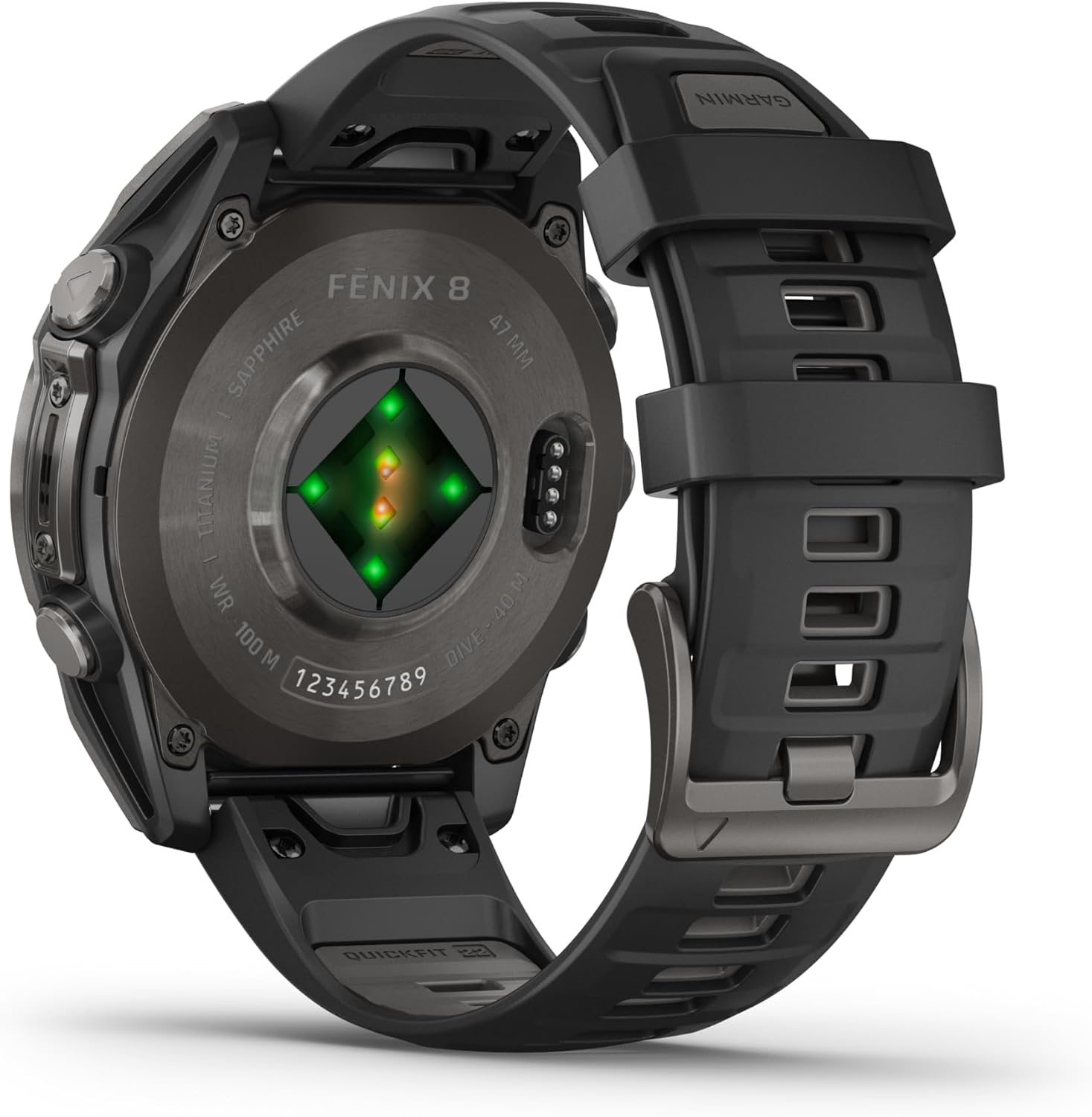 Garmin Fenix 8 – 47 mm, AMOLED Sapphire Multisport GPS Smartwatch,Carbon Gray DLC Titanium with Black/Pebble Gray Silicone, Built-in LED Flashlight Black Earbuds Bundle