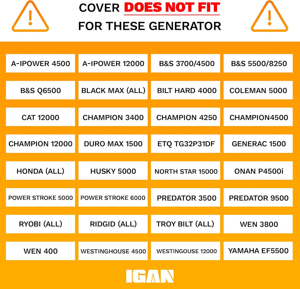 IGAN Generator Covers While Running for most 3500w-12000w Generators - Ultra Heavy Duty Generator Covers for Outside - Portable Waterproof Generator Cover, Generator Enclosure Outdoor, Black