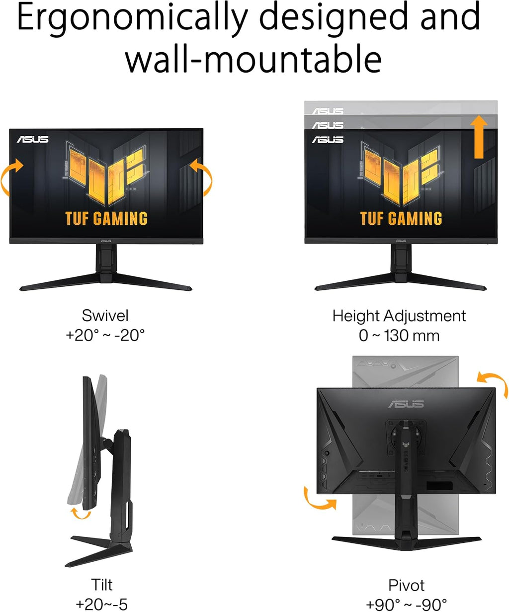 ASUS TUF Gaming 27' 1440P Gaming Monitor (VG27AQML1A) - QHD (2560 x 1440), 260Hz, 1ms, Fast IPS, Extreme Low Motion Blur Sync, G-SYNC Compatible, Freesync Premium, Variable Overdrive, DisplayHDR™ 40