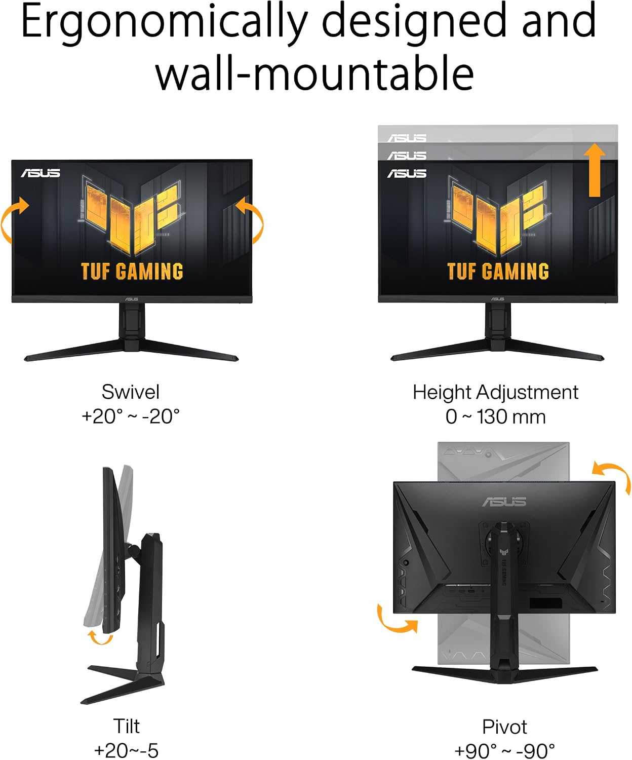ASUS TUF Gaming 27' 1440P Gaming Monitor (VG27AQML1A) - QHD (2560 x 1440), 260Hz, 1ms, Fast IPS, Extreme Low Motion Blur Sync, G-SYNC Compatible, Freesync Premium, Variable Overdrive, DisplayHDR™ 40