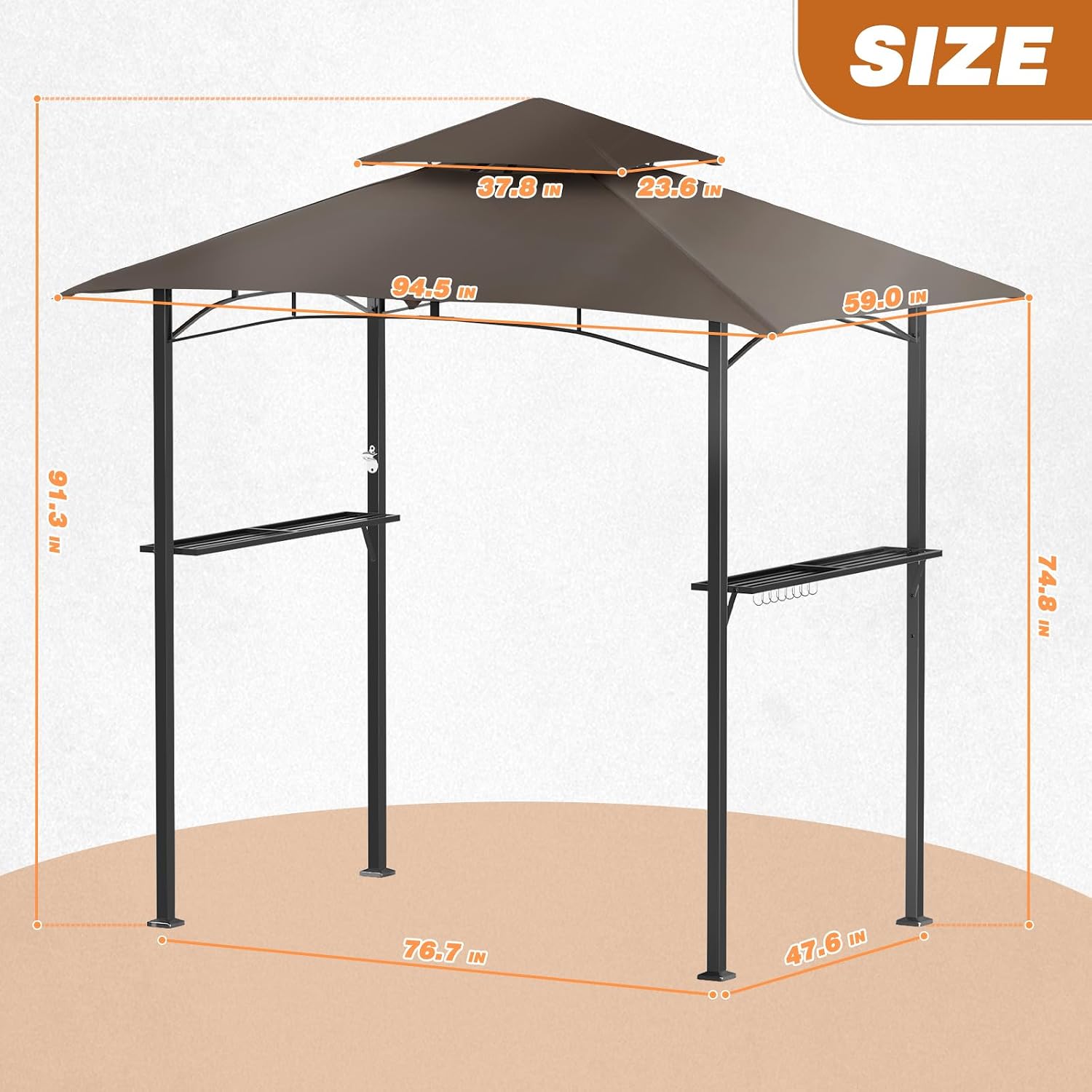 Crownland Outdoor Grill Gazebo Double Soft Top BBQ Canopy for Outdoor Barbeque Grill Tent for Patio, Garden, and Backyard(Dark Brown)