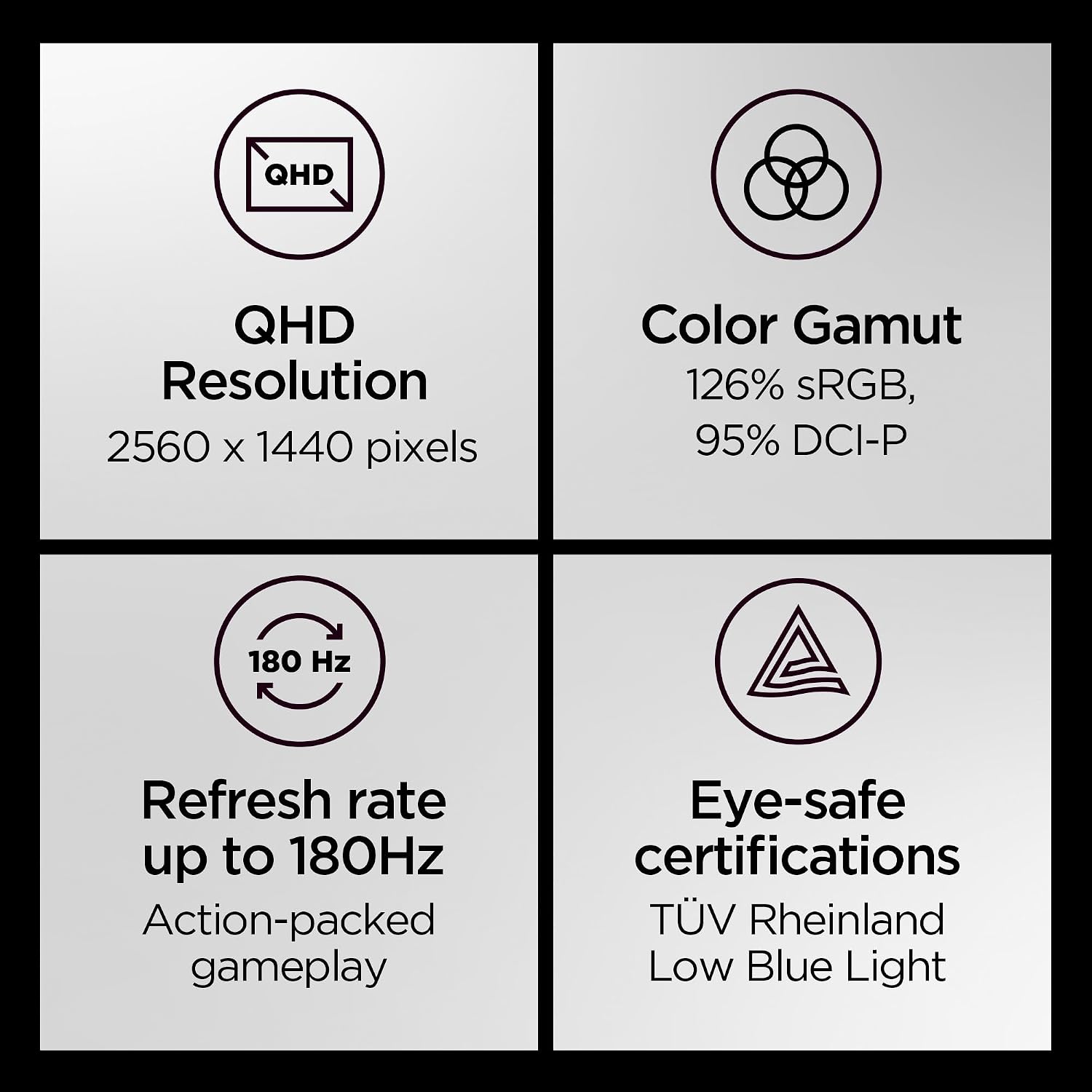 Lenovo Legion Y27h-30 Monitor - Gaming Monitor - 27' QHD Display - Overclocked 180z Refresh Rate - Lenovo Artery Software - AMD FreeSync™ Premium - 0.5ms MPRT - Raven Black NearEdgeless Design