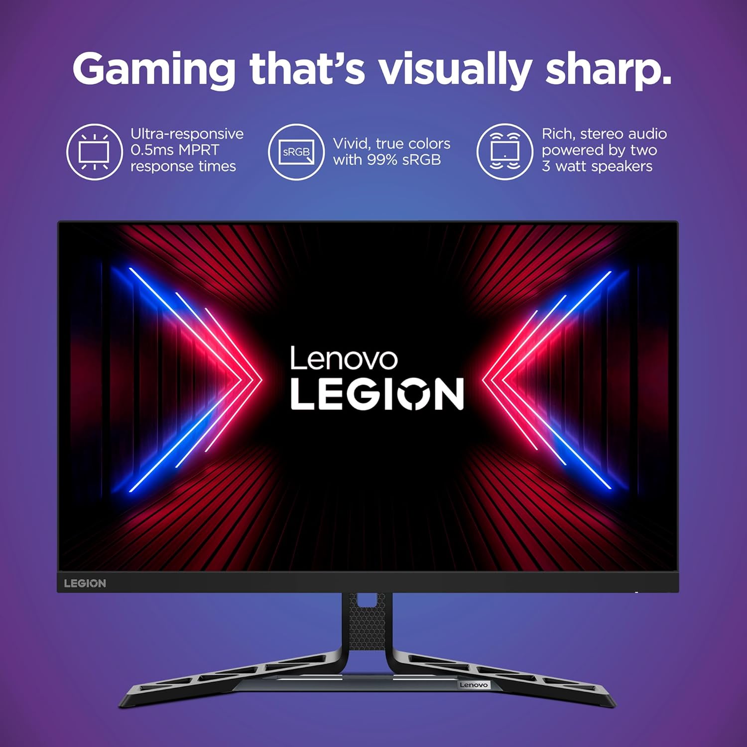 Lenovo Legion R27q-30 Gaming Monitor, 27' QHD Display, 180Hz, 0.5ms Response, AMD FreeSync Premium, Lift/Tilt/Pivot/Swivel Stand, HDMI 2.1 and DisplayPort 1.4, 350 nits, Raven Black