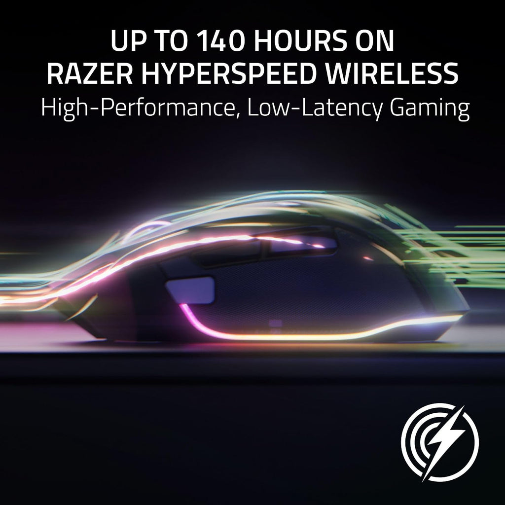 Razer Basilisk V3 Pro Wireless Gaming Mouse, 35K DPI Sensor, HyperScroll Tilt Wheel, Optical Switches, 13 Customizable Controls, RGB Lighting, Up to 140-Hour Battery Life, Phantom White