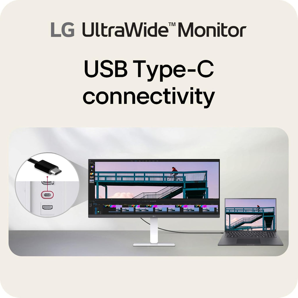 LG 34U530A-W 34-inch UltraWide WFHD (2560 x 1080) IPS Wide Computer Monitor, 100Hz, VESA DisplayHDR 400, HDMI, DisplayPort, USB Type-C, Tilt/Height/Swivel Stand, White