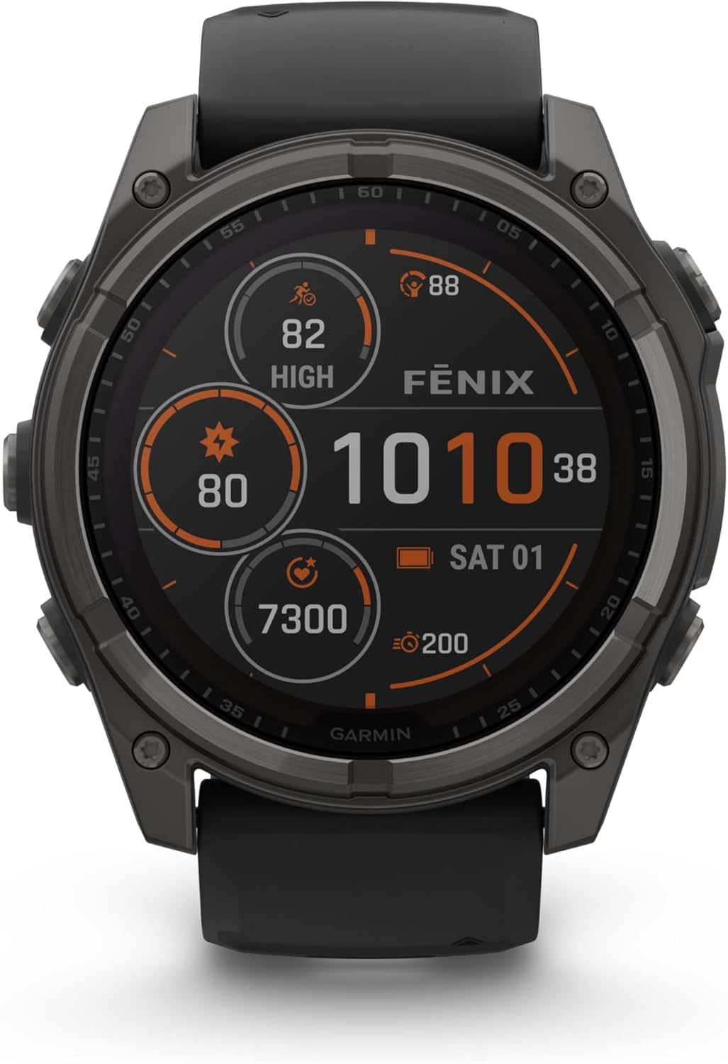 Garmin Fenix 8 51MM Solar Sapphire Multisport GPS Smartwatch Carbon Gray DLC Titanium with Black Gray Silicone Band, Built-in LED Flashlight, Fitness & Health Smart Watch Bundle for Men & Women