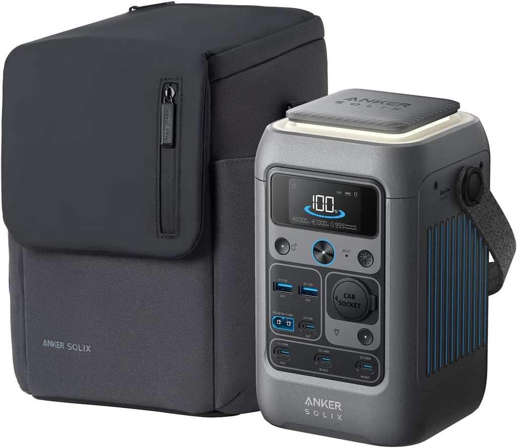 Anker SOLIX C300 DC Power Bank Station and Protective Bag, 288Wh Portable Power Station, LiFePO4 Battery, 300W Solar Generator, for Outdoor, Camping, Traveling, and Emergencies