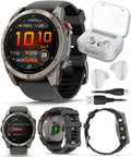 Garmin Fenix 8 Pro 51mm AMOLED Sapphire Premium Connected Multisport GPS Smartwatch, inReach Technology, Titanium with Graphite Silicone Band w/White Earbuds Bundle