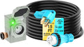 UL Listed 50 Amp 15Feet Generator Cord and Power Inlet Box Combo Kit NEMA 14-50P Male to SS2-50R STW 6/3+8/1 AWG 125/250V Twist Locking with Inlet Box for Generator to House