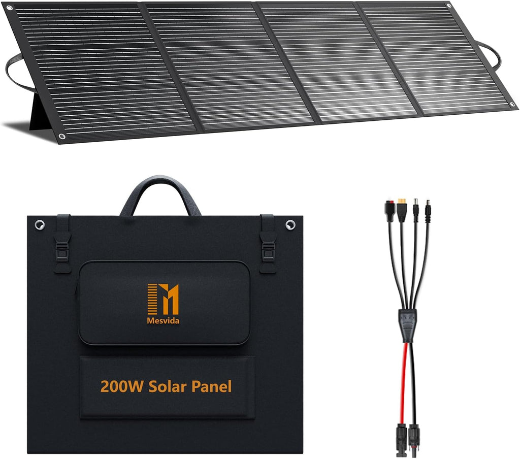 200 Watt Solar Panel IP68 Waterproof ETFE Coating Portable 24V MC4 Output Foldable Solar Panels for Power Stations Solar Generator Camping Off-Grid RV Emergency Backup Hurricane