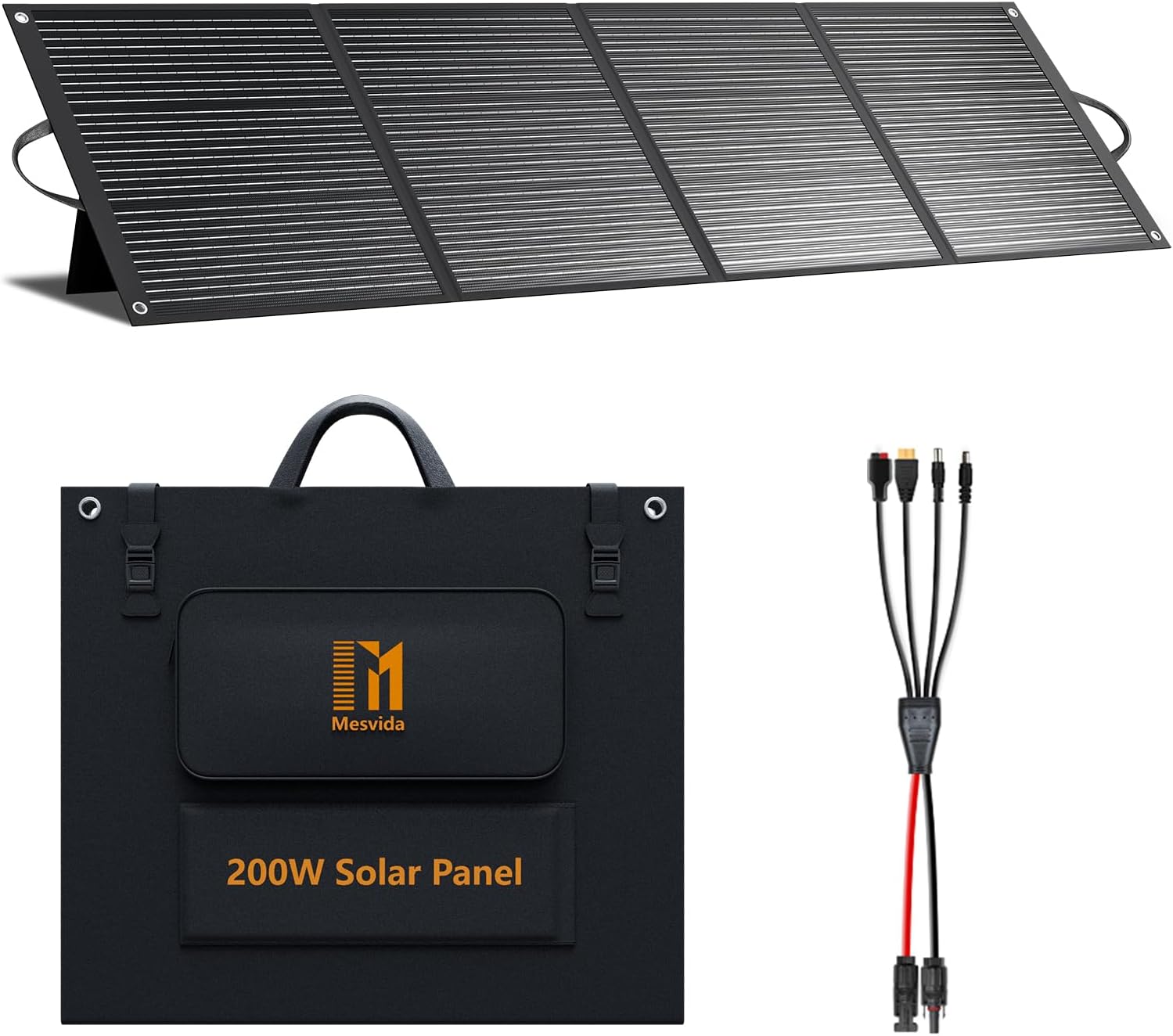 200 Watt Solar Panel IP68 Waterproof ETFE Coating Portable 24V MC4 Output Foldable Solar Panels for Power Stations Solar Generator Camping Off-Grid RV Emergency Backup Hurricane