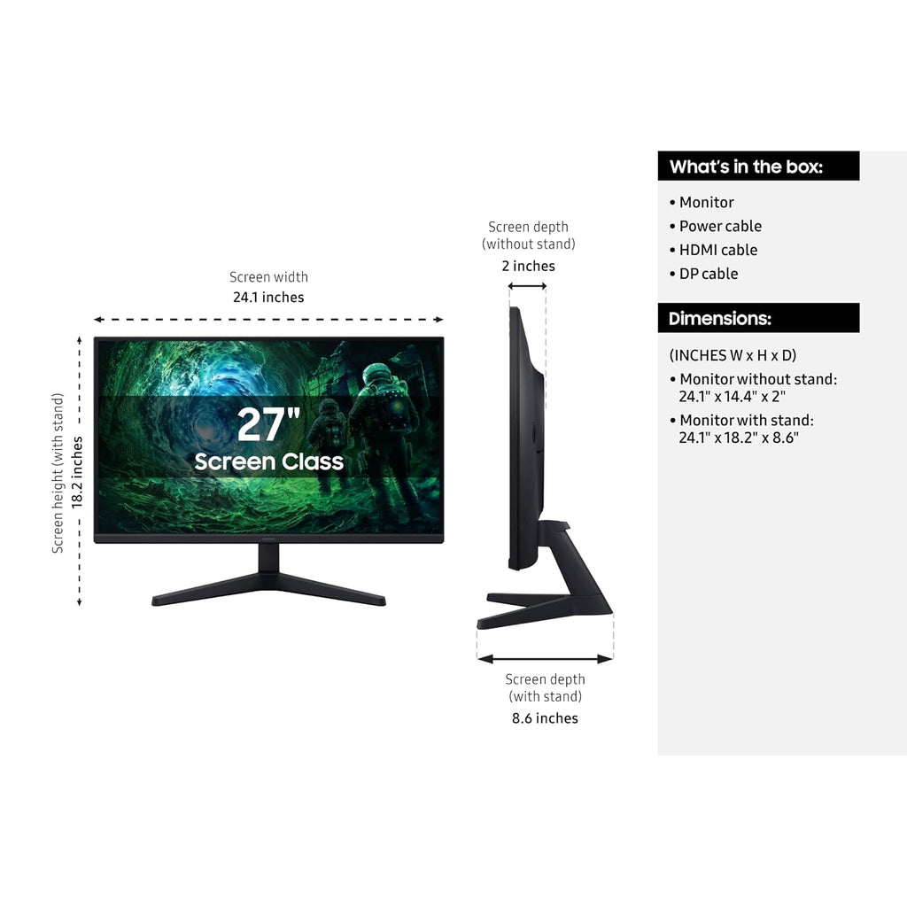 SAMSUNG 27' Odyssey G5 G53F QHD Resolution Gaming Monitor, HDR10, 200Hz Refresh Rate, IPS Panel, AMD FreeSync™ Premium, Black Equalizer, Auto Source Switch, LS27FG53DENXZA