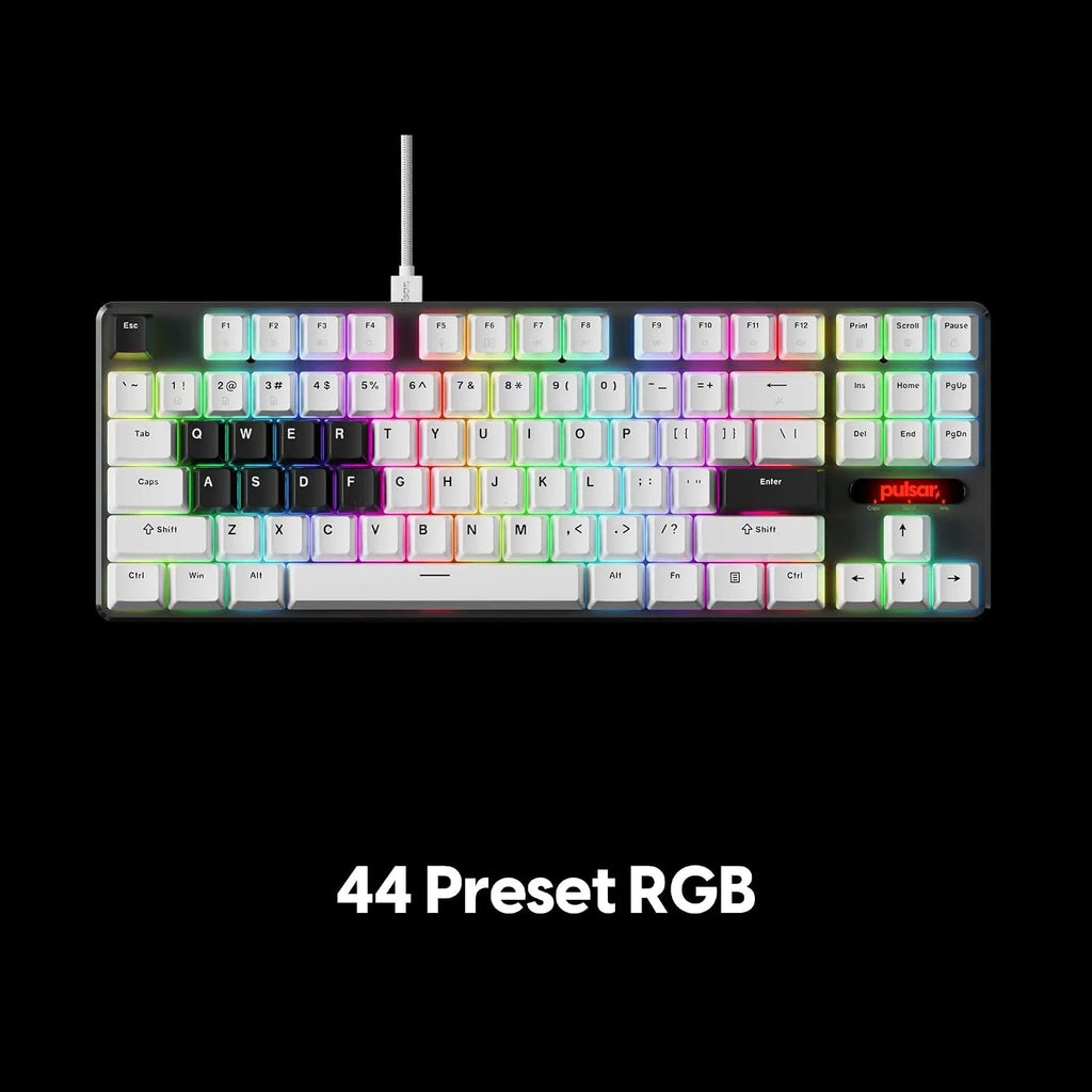 Pulsar PCMK 2 HE TKL Hall Effect Magnetic Gaming Keyboard, Rapid Trigger, Adjustable Actuation Magnetic Switch, 8k Polling, Ultra-Low Latency, RGB Lighting, Hot-Swap, Double Shot PBT Keycaps (White)