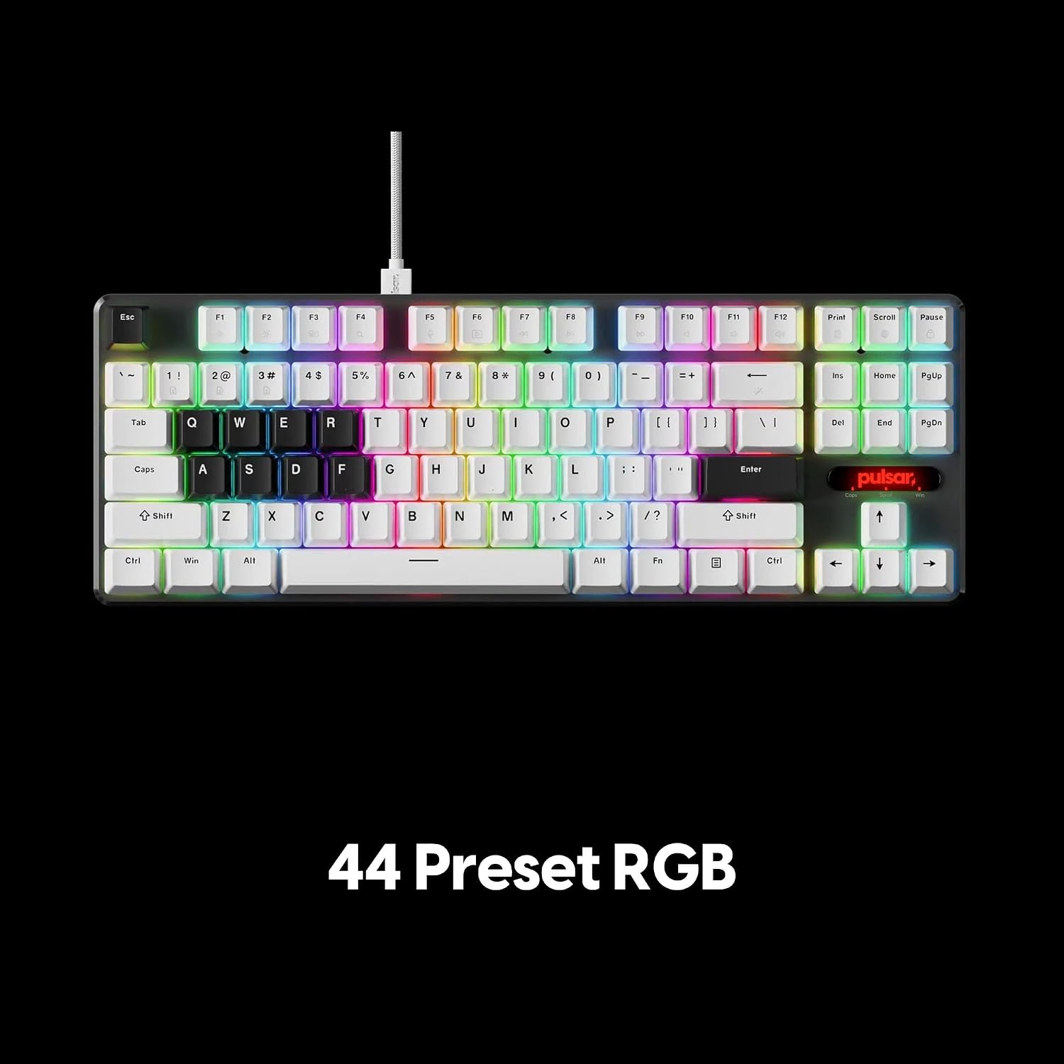 Pulsar PCMK 2 HE TKL Hall Effect Magnetic Gaming Keyboard, Rapid Trigger, Adjustable Actuation Magnetic Switch, 8k Polling, Ultra-Low Latency, RGB Lighting, Hot-Swap, Double Shot PBT Keycaps (White)
