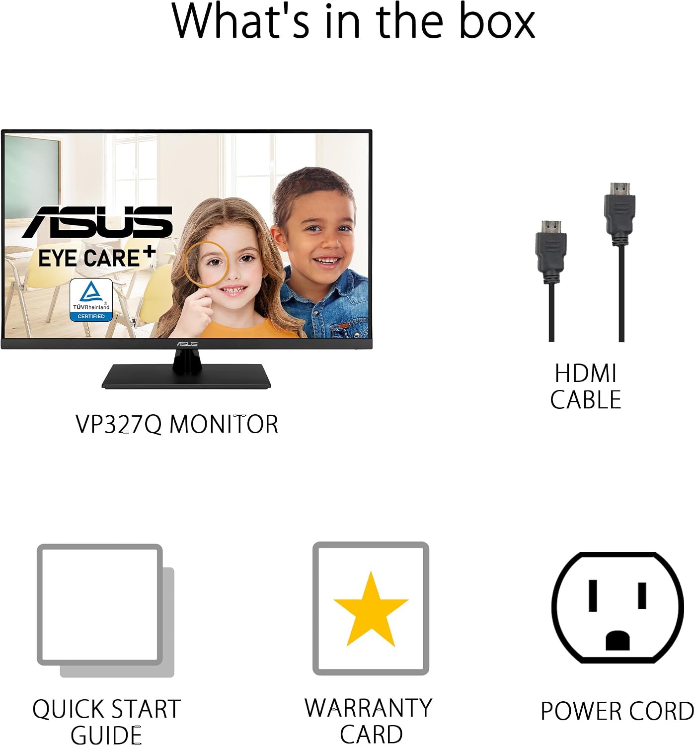 ASUS 31.5' 4K HDR Eye Care Monitor (VP327Q) – UHD (3840 x 2160), 99% sRGB, HDR-10, Adaptive-Sync, Speakers, DisplayPort, HDMI, Flicker Free, Blue Light Filter, VESA Mountable,Black