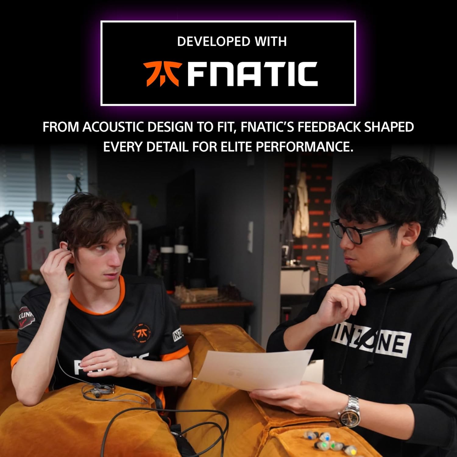 Sony INZONE E9 Wired in-Ear Monitor for Gaming, Tuned for FPS Games, Sound Isolating Earbuds, Comfortable Fit, Low Profile Design, 360 Spatial Sound, Case Included, Developed with Fnatic, Black