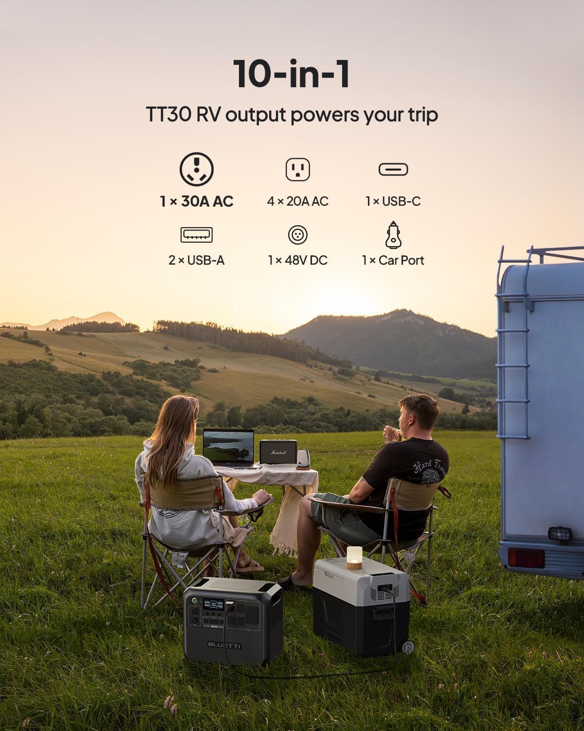 BLUETTI AC200L Solar Generator Kit,2 100W Solar Panels (Ship Separately) Included, 2048Wh LiFePO4 Battery Backup w/ 4 2400W AC Outlets,3600W Power Lifting, Portable Power Station for Camping, Home Use