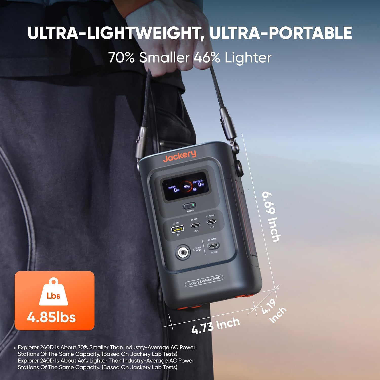 Jackery Explorer 240D Power Bank (80,000mAh), LiFePO4 Battery 256Wh Portable Power Station, USB-C Cable Included,200W DC Output,1-Hour Fast Charging, Compact for Outdoor Camping, Travel, Emergencies