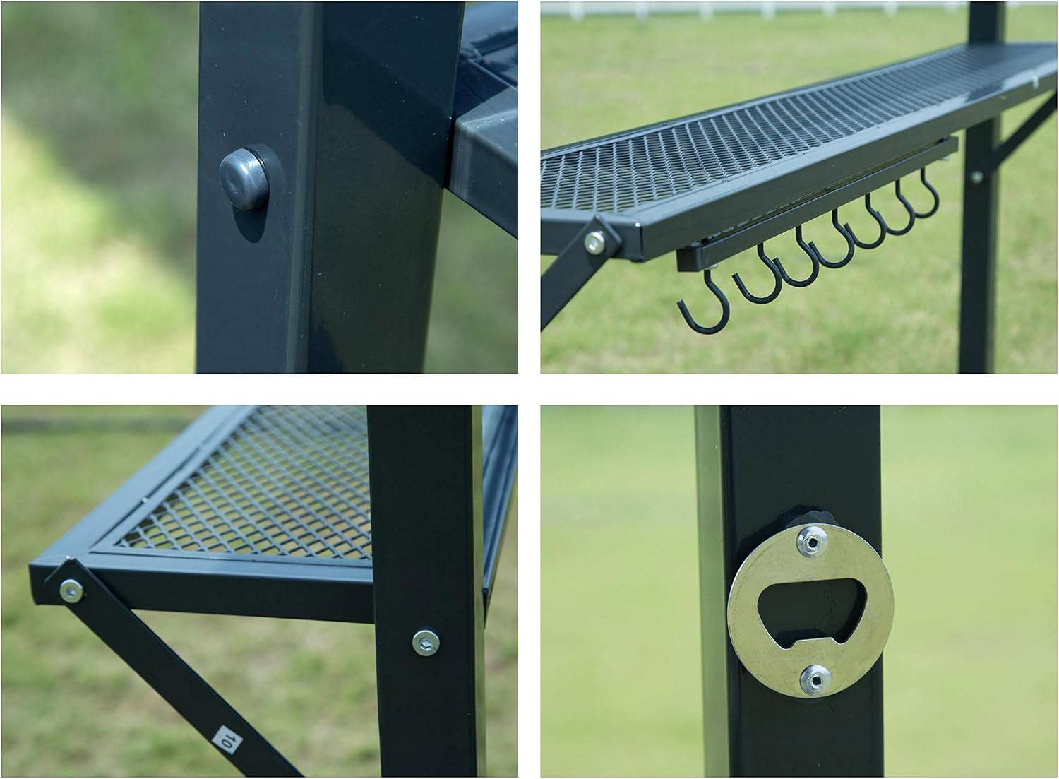 Grill Gazebo Canopy, 8'x 5' Outdoor BBQ Gazebo Shelter, Patio Double Tiered Tent for Barbecue and Picnic (Black)