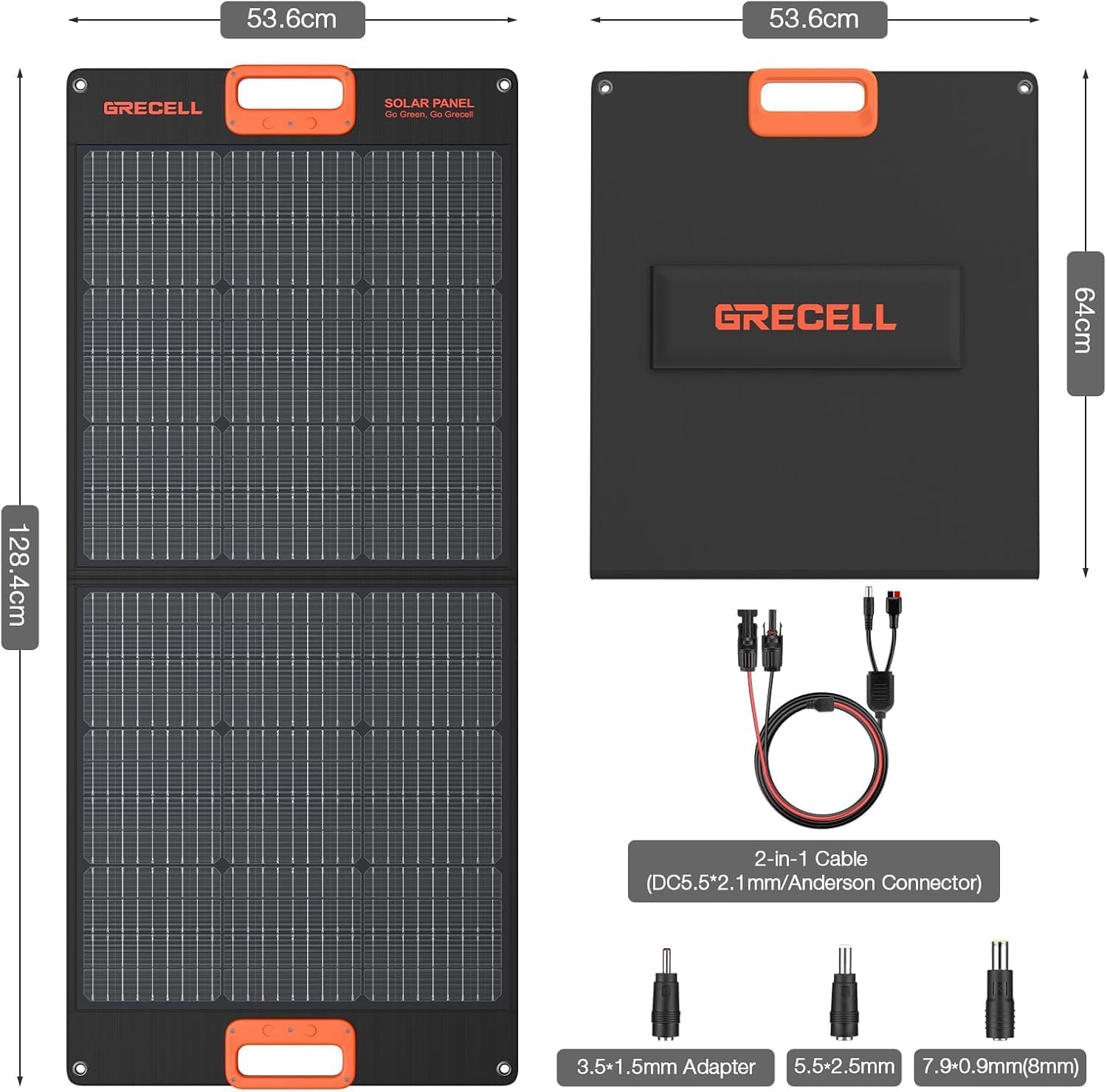 GRECELL 500W Portable Power Station with 100W Solar Panel 20V, Solar Generator 500W AC Outlet, Portable Solar Panel MC-4 High-Efficiency Battery Charger for Home Use Camping Outdoor Trip RV