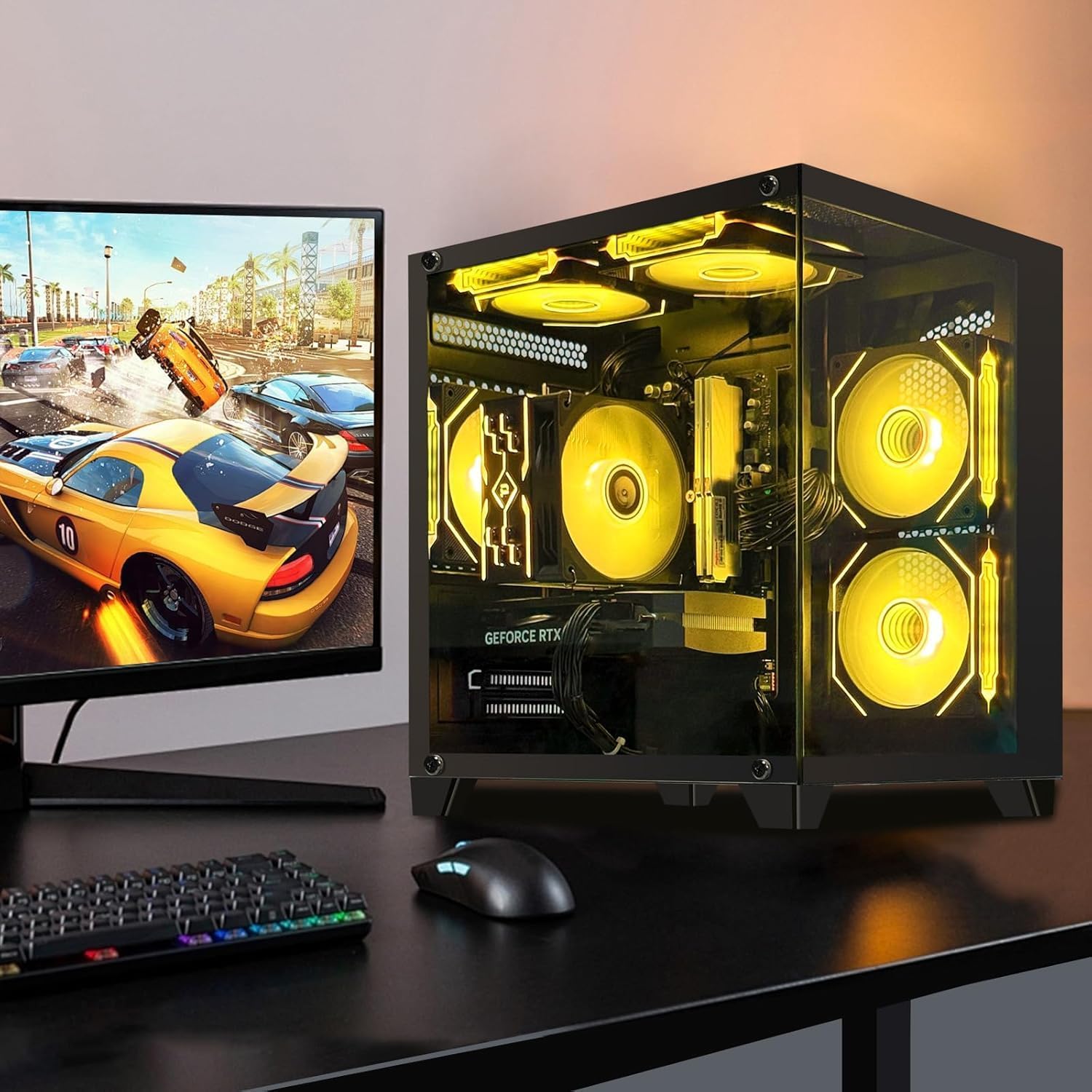 AEXPXO Prebuilt Gaming PC Desktop, AMD Ryzen 7 5700X, RTX 5060 8GB GDDR7, 16GB DDR4 3200MHz, 1TB NVMe SSD, ARGB Cooler, WiFi, 550W Bronze PSU, Gaming Computer for Gaming Streaming & Content Creation
