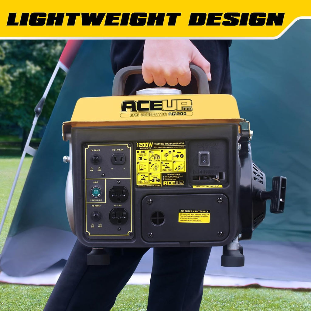 Aceup Energy 1,200W Gas Powered Generator, Small Portable Generator for Home Use Ultralight, EPA & CARB Compliant