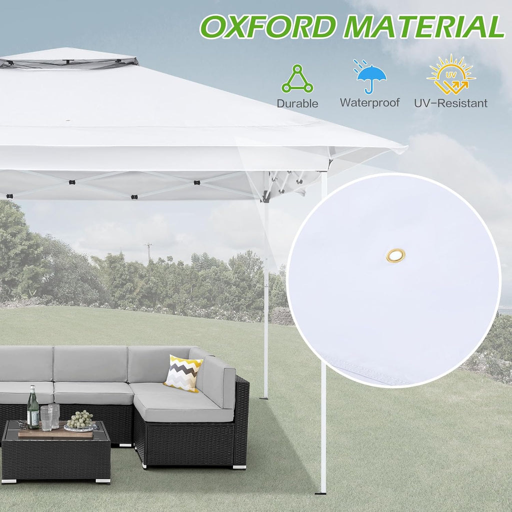 ECOTOUGE 12x12 Pop Up Gazebo, Instant Shelter Canopy Tent with Carrying Roller Bag, Gazebos on Clearance, Pop Up Tent with Waterproof and UV Resistant for Garden, Grill and Backyard (White)
