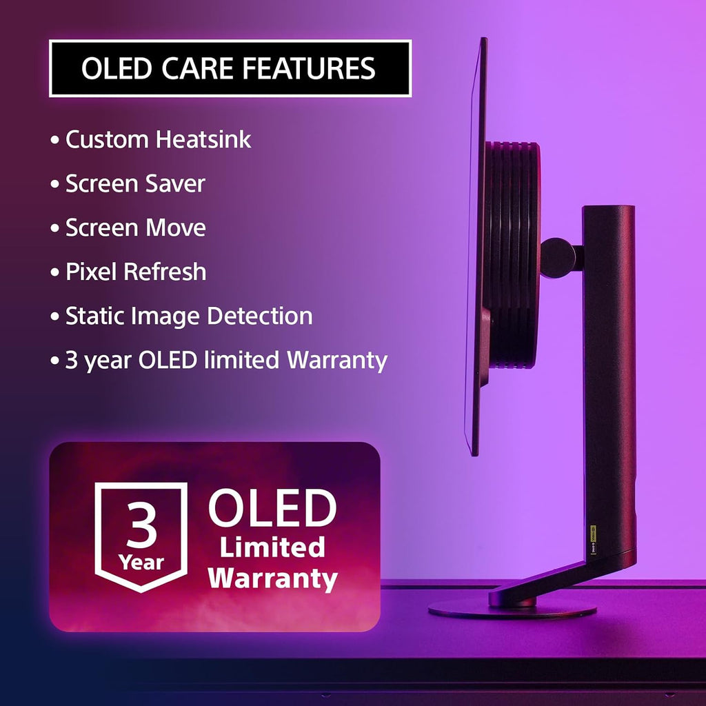 Sony INZONE M10S 27' OLED 1440p Gaming Monitor 480Hz 0.03ms, Low Profile Stand, Tournament Mode, Dual Screen Size (24.5'), G-SYNC Compatible, Anti-Glare, Custom Heatsink, 3-Year OLED Limited Warranty